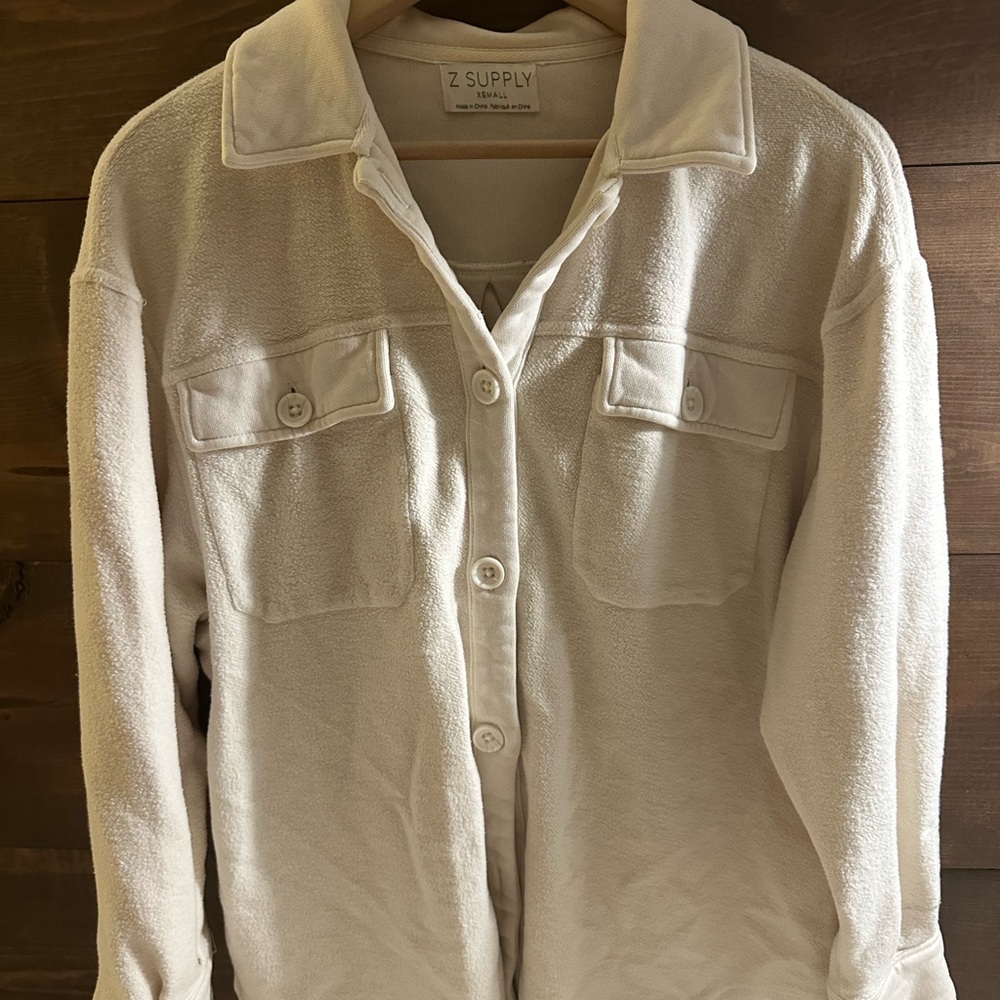 Z Supply Off-White Button-Up Shirt Jacket